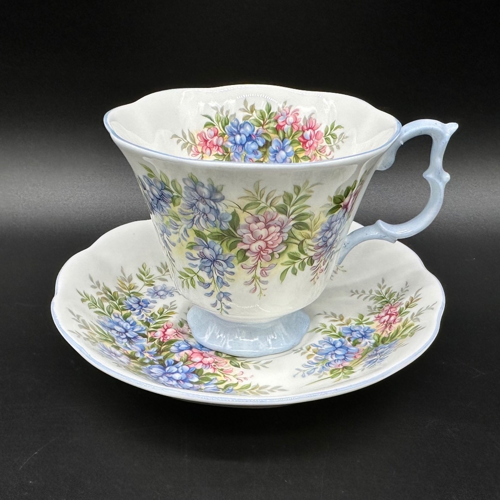 Royal Albert Blossom Time Series WisteriaTea Cup Saucer England Bone China